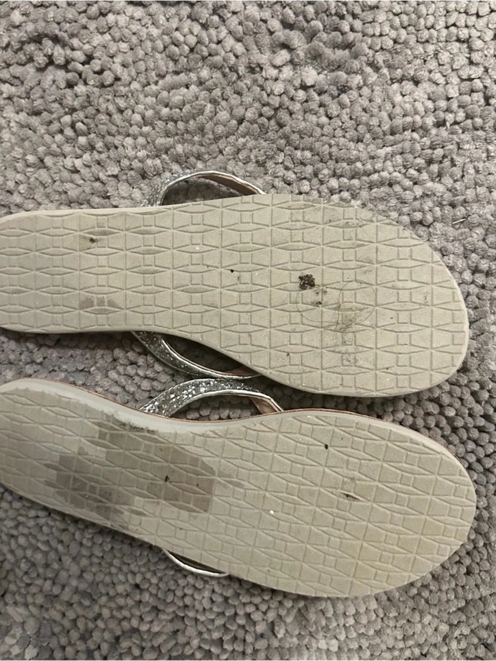 kate spade Silver Glitter Bow Flip Flop Sandals